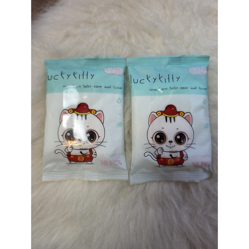 Lucky Kitty Newborn Wipes Two Packs Of 10
